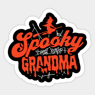 Cute Halloween Spooky Grandma Orange and Black Halloween Witch Sticker